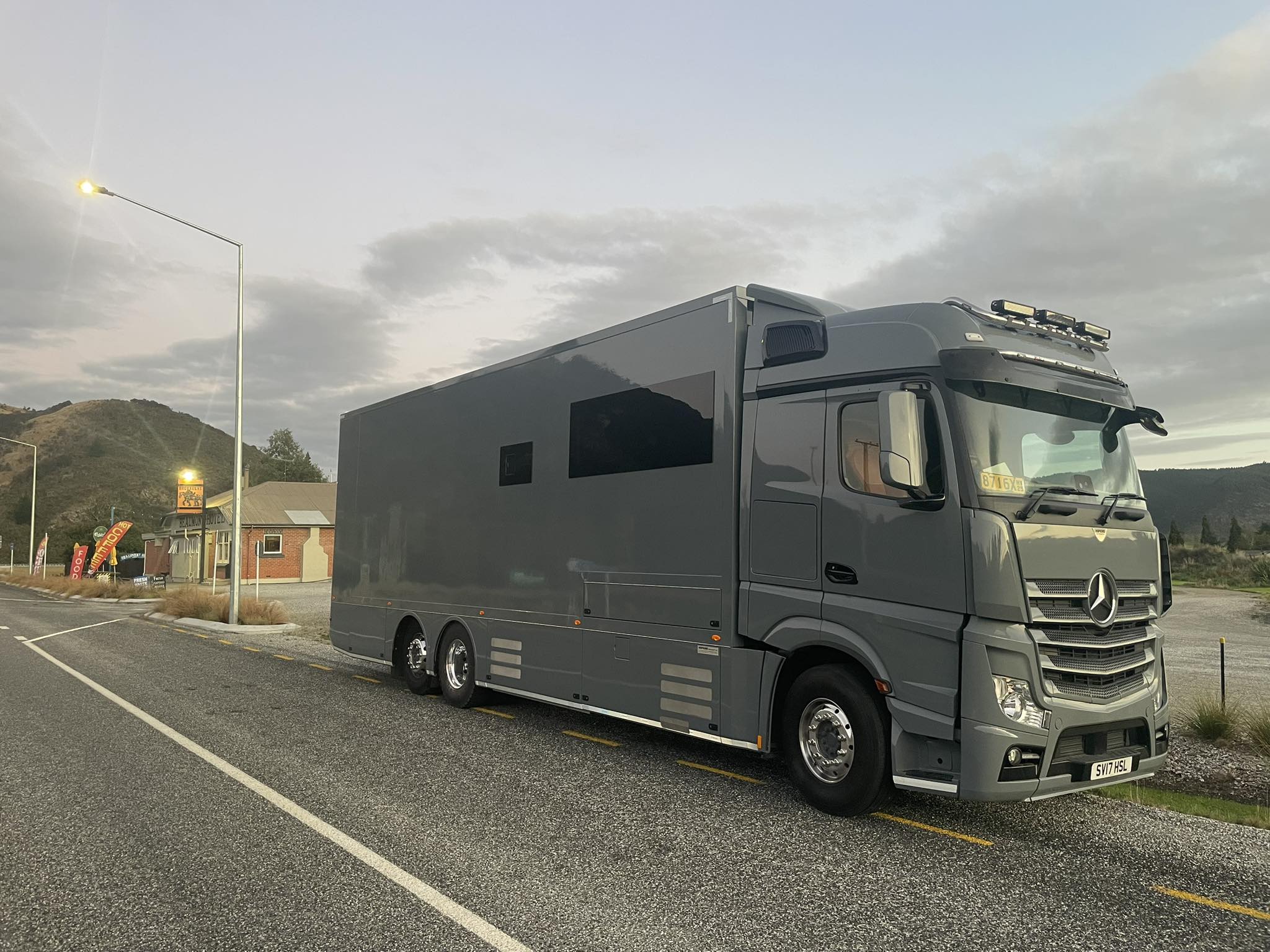 Landscape large white truck on highway